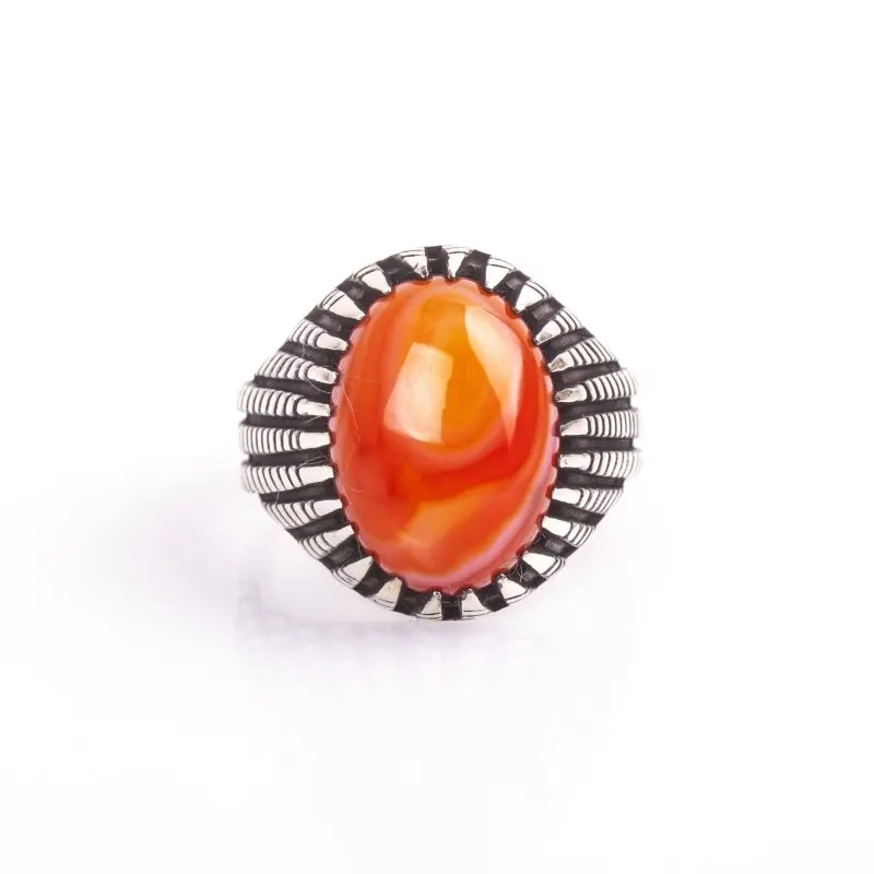 

925 Sterling Agate Stone Silver Ring Fashion Turkish Premium Quality Handmade Jawelery