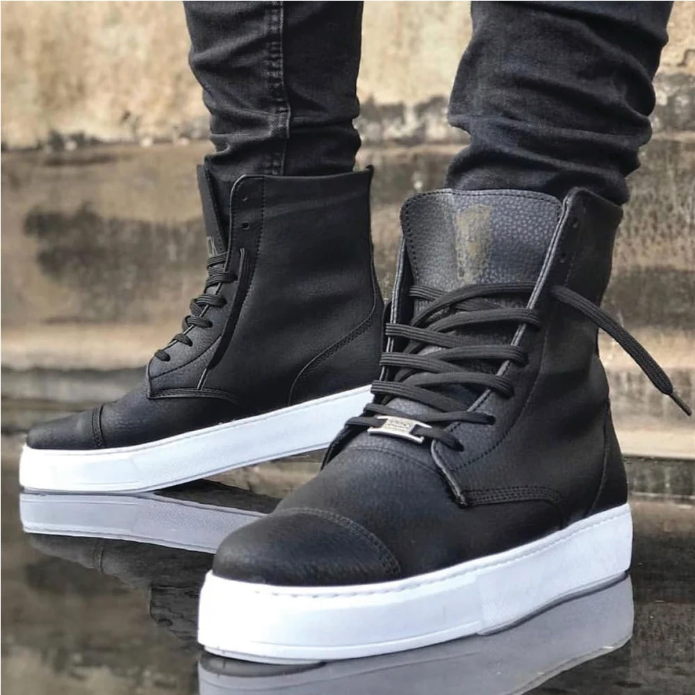 Knack Spor Bot 022 Siyah (Beyaz Taban) Yeni Model Man New Bots Reasonable Price And Men's Shoes Sport Stylish Design |
