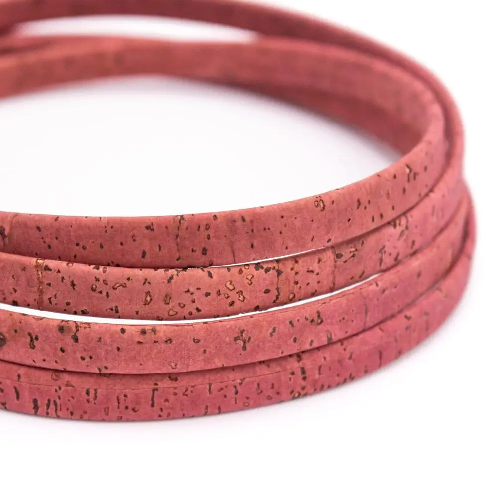 

10 METER 10mm flat Rose Red Cork Cord Portuguese cork jewelry supplies /Findings cord vegan COR-352