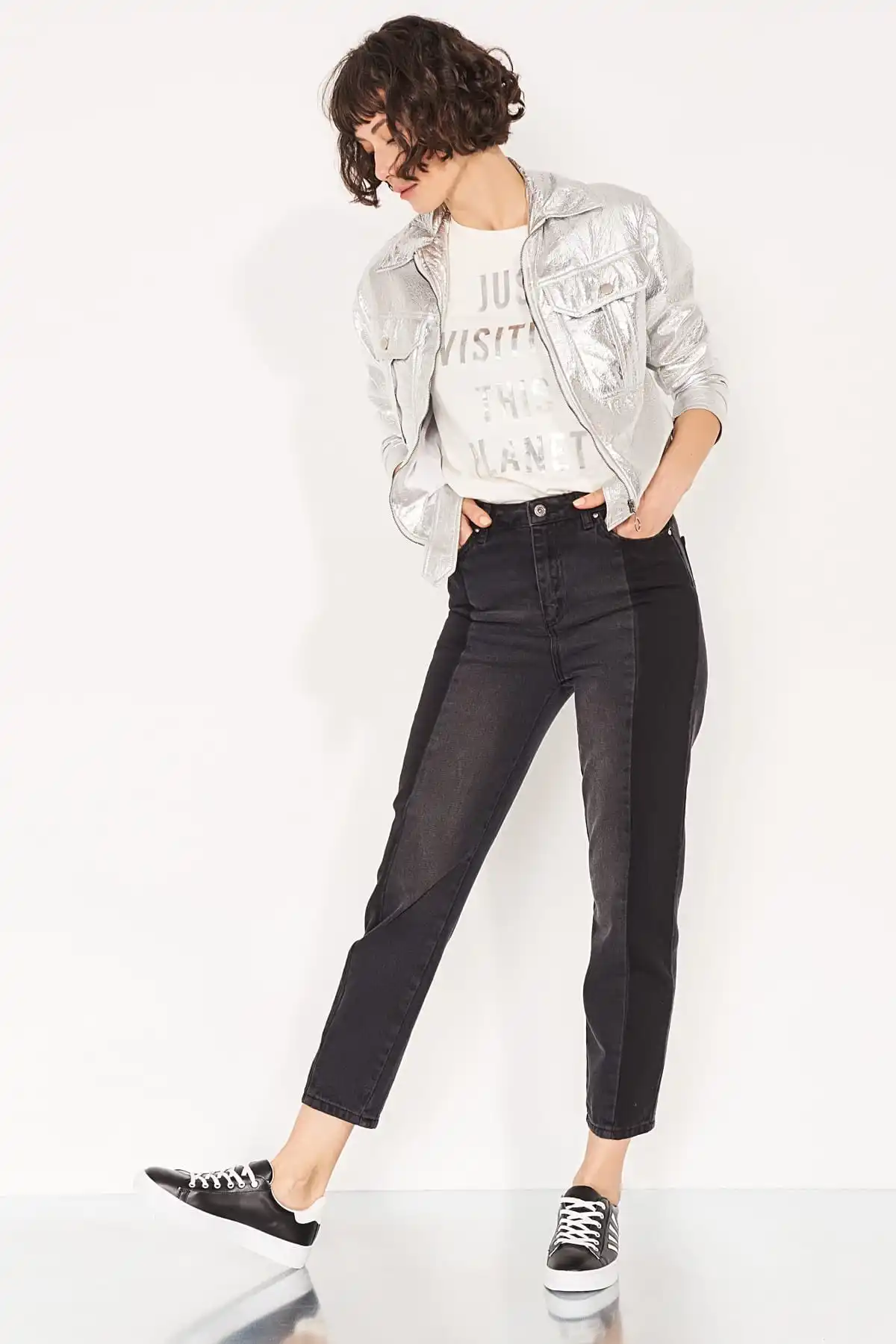 SOHO/модные черные дышащие женские кроссовки из искусственной кожи Белые в полоску