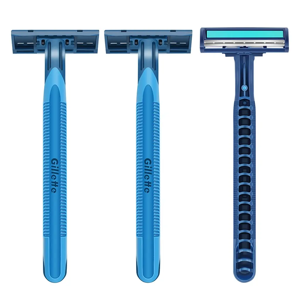 

1pc Razor Safety 2 Layers Holder Head Shaving Razor Blue Face Knife For Man Disposable Manual Razors