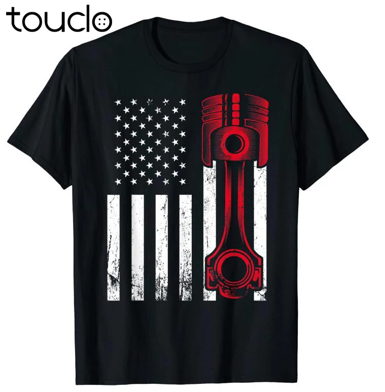 

Car Enthusiast - American Flag Piston Muscle Car Gift T-Shirt