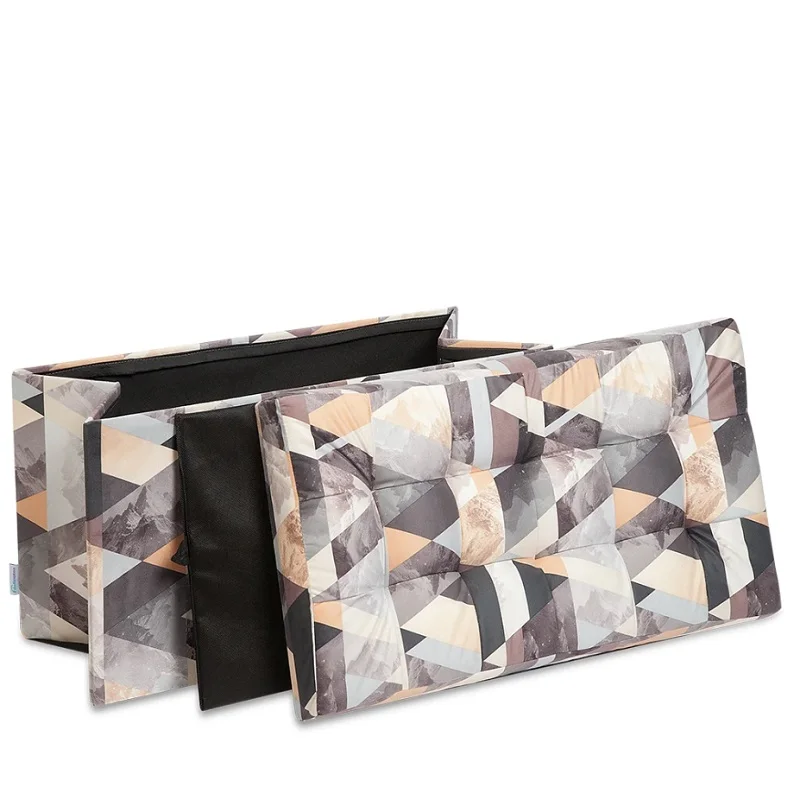 Пуф банкетка складной большой Дели+ Delicatex серо бежевый ящик для хранения детских