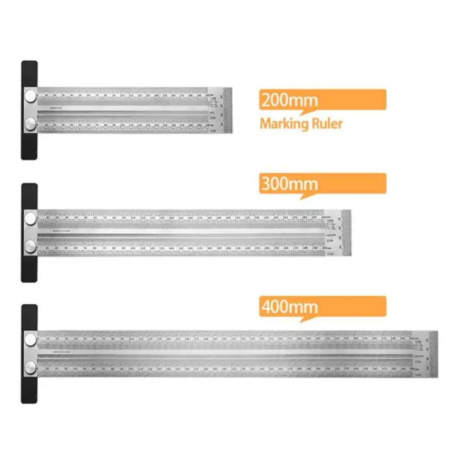 

180-400 мм Нержавеющая сталь для пальцев, искусственные бриллианты, Т-образный отверстие линейка Многофункциональный Высокоточный деревообр...