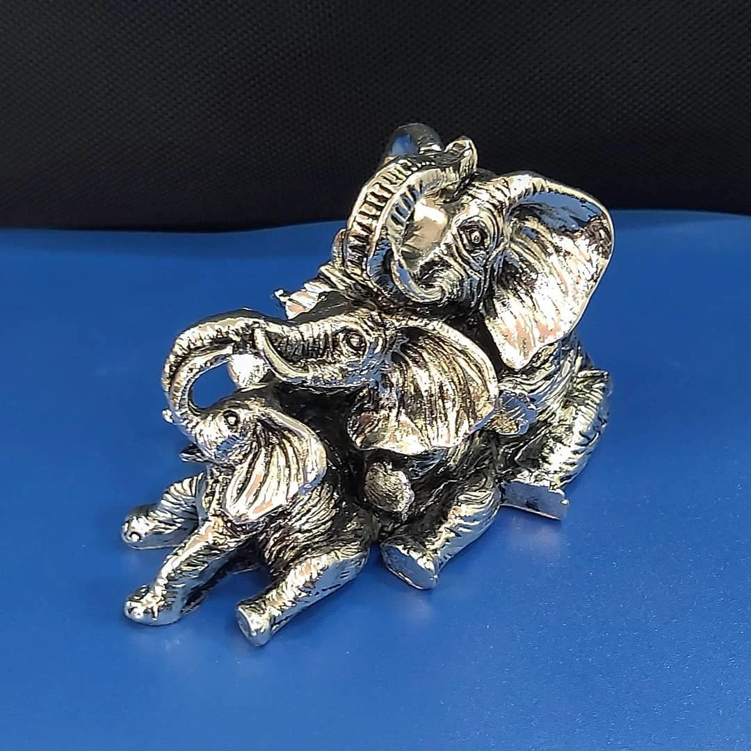 

925 Sterling Silver Plated Elephant Family Sitting
