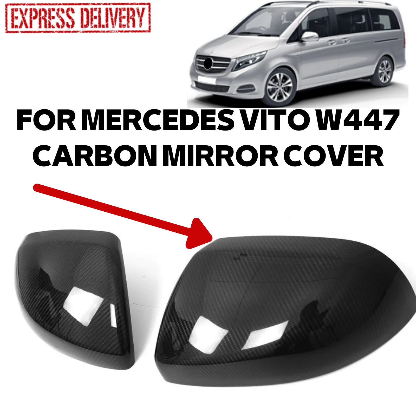 

Для MERCEDES VITO W447 2011-2015 2 шт. боковая крышка зеркала из углеродного волокна Черная темная Автомобильная фурнитура выемка посылка модели