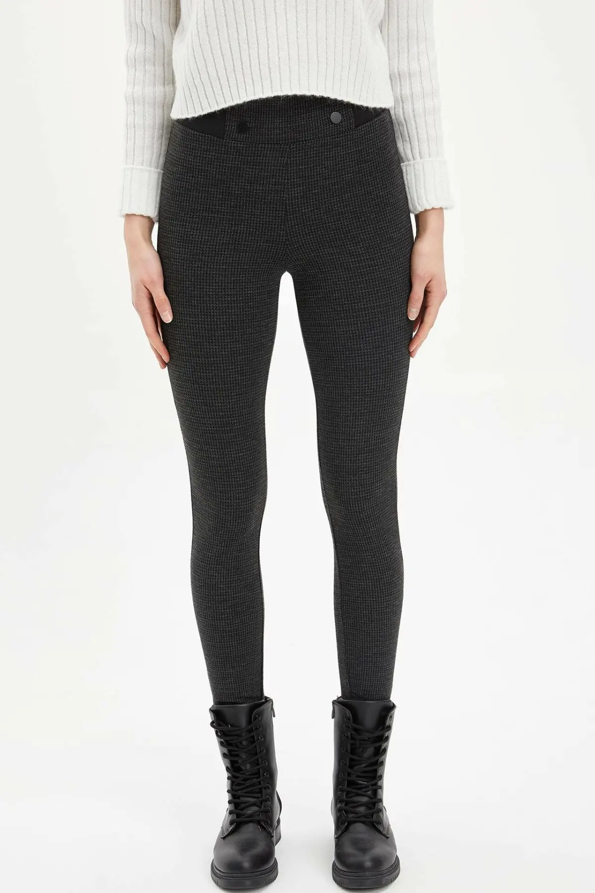 DeFacto Высокая талия повседневные женские Обтягивающие Брюки Женские однотонные