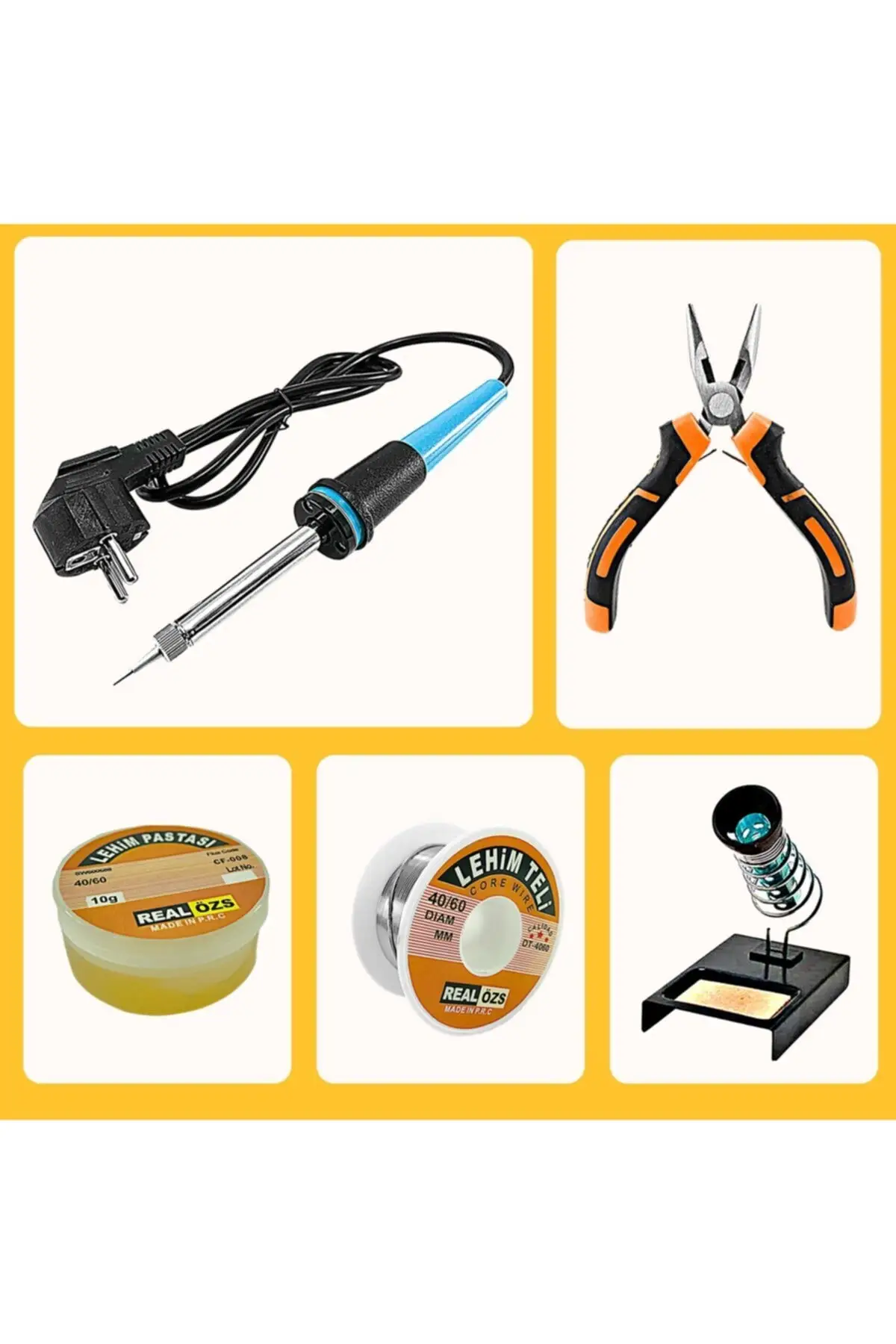 

Pencil Soldering Iron 60w Soldering Machine And Solder Stand Cake Set And Mini Pliers 5 Piece Repair Set
