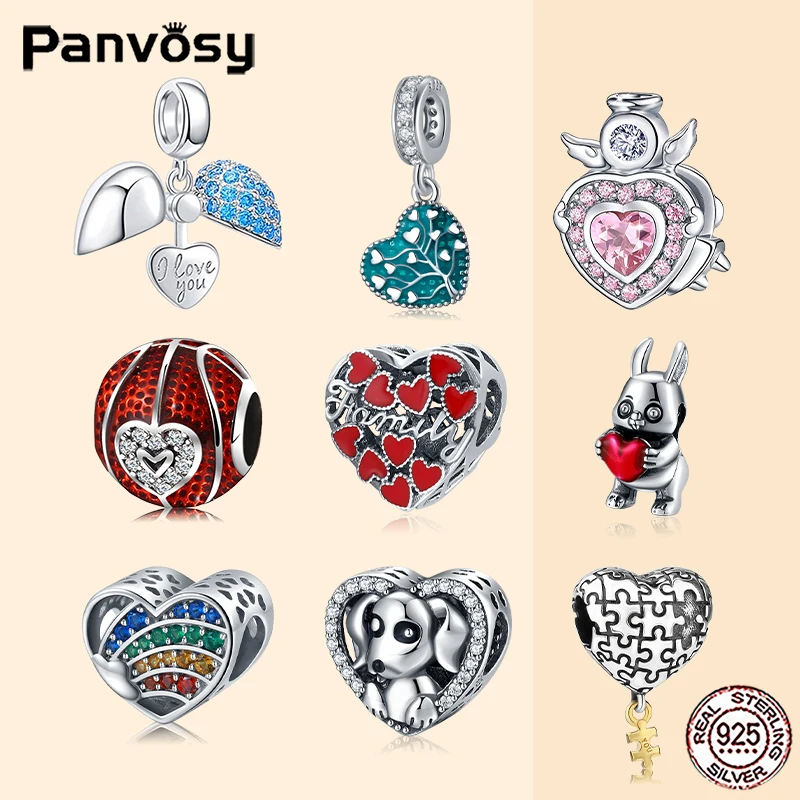 

2021 New 925 Sterling Silver Rainbow Heart Color Enamel Pendant Original Fine Fashion Charms Beads Bracelets DIY Jewelry Making