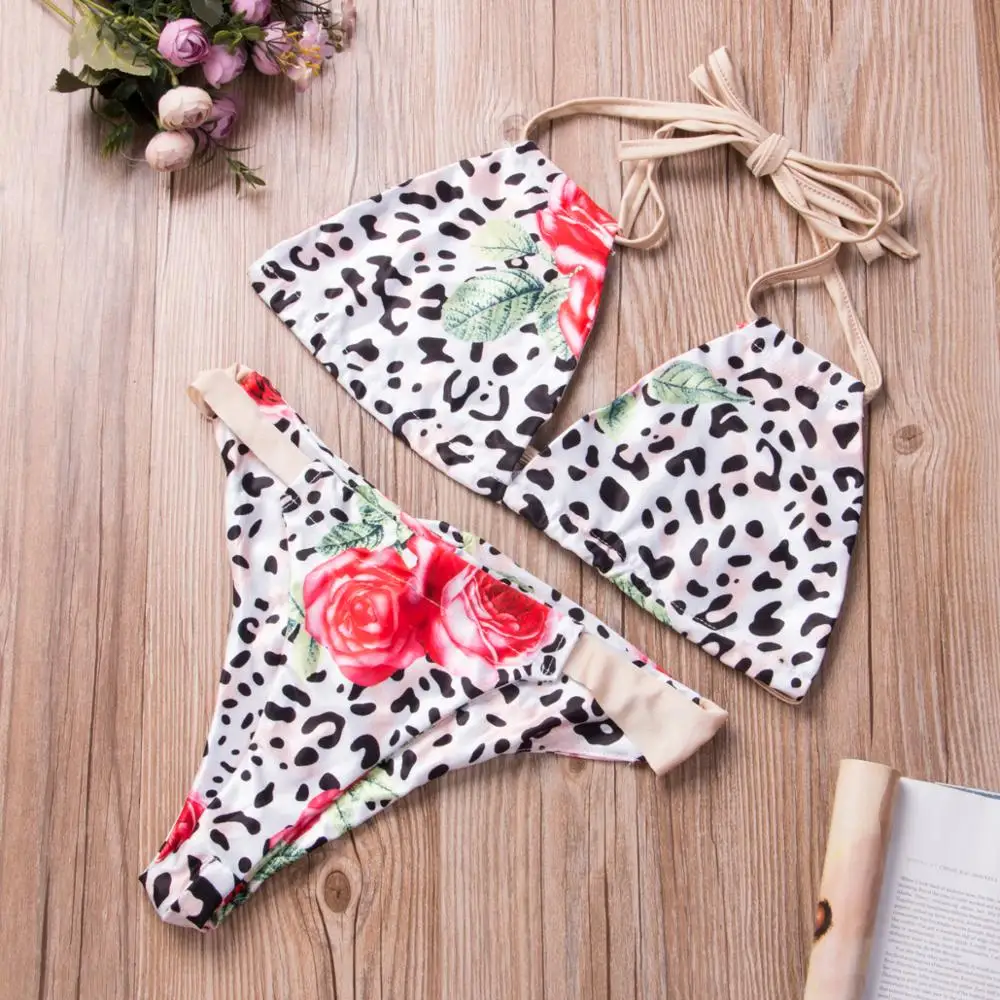 Женский купальник микро бикини с принтом сексуальный бандажная пляжная