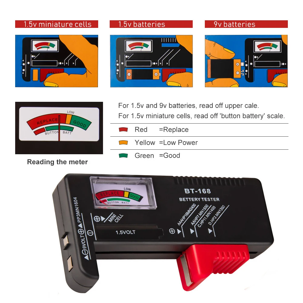 BT-168 тестер аккумулятора индикатор заряда чекер блока питания power supply tester