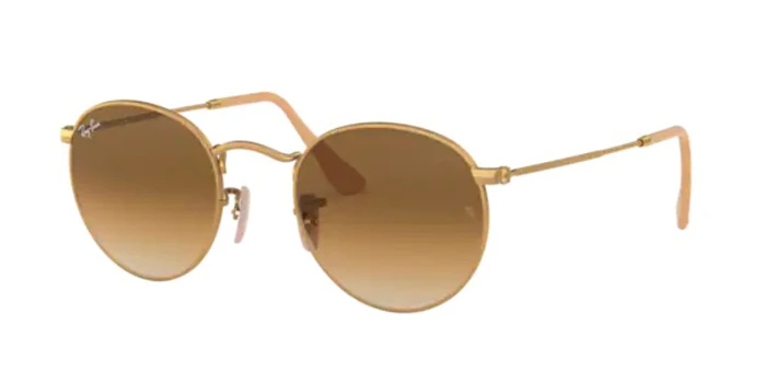 Rayban Round  3447 112/51 50 Sunglasses Gold Frame Clear Gradient Brown Lenses High Quality Vision Unisex Sunglasses 2021