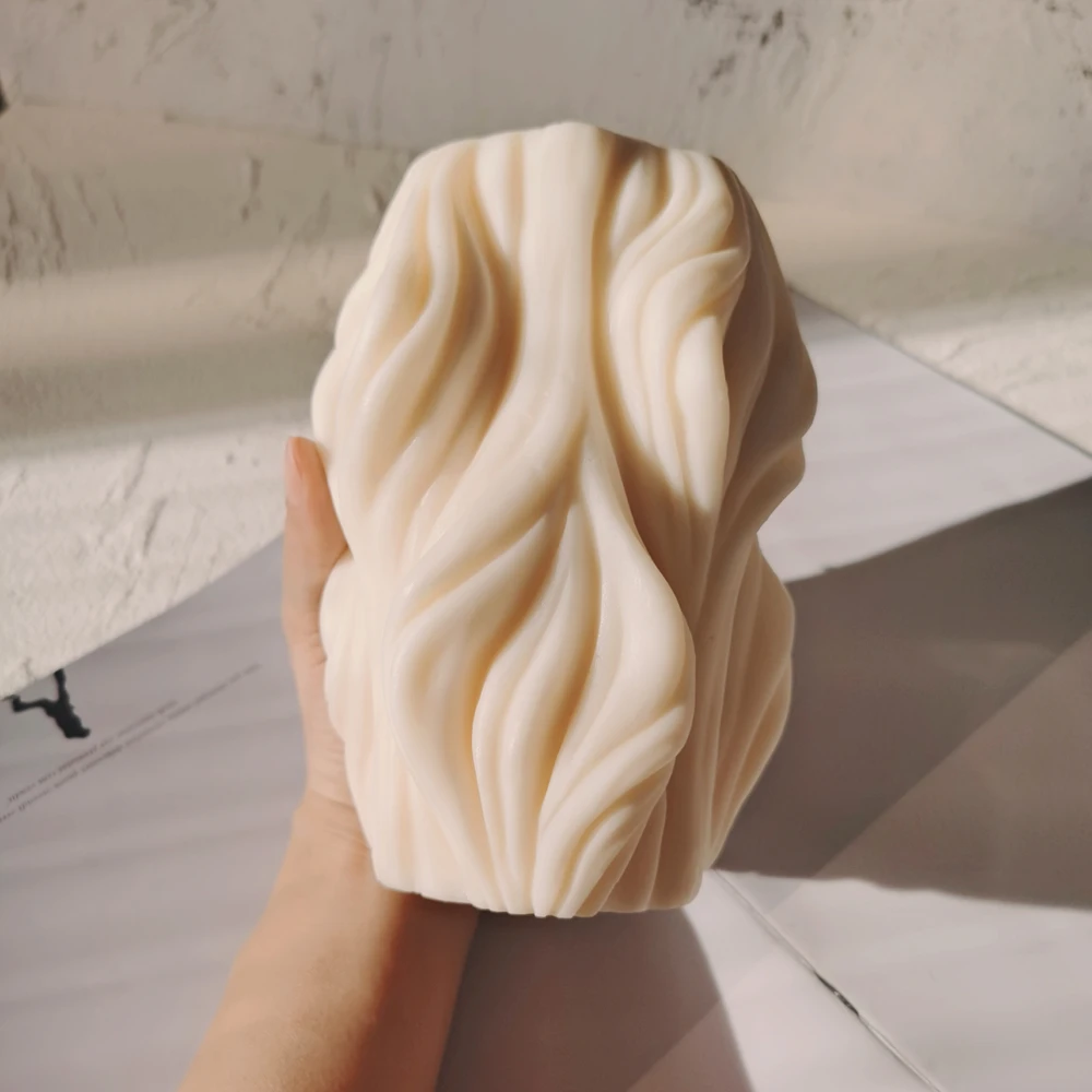 Hermosa 3D hecho velas moldes tallada ondulado vela arte abstracto geom&eacute;trico Irregular de silicona molde de vela para la decoraci&oacute;n de la casa-5