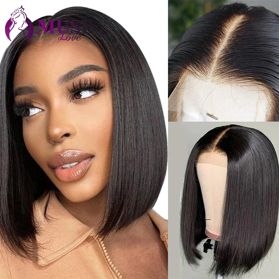 Straight Short Human Hair Wigs 13X4 Lace Frontal Wig Straight Bob Lace Front Wigs MUSE LOVE HAIR Malaysian Human Hair Wigs