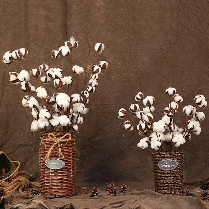 

Naturally Dried Cotton Flowers Artificial Plants Floral Branch For Wedding Party Decoration Fake Flowers DIY Home Creative Decor