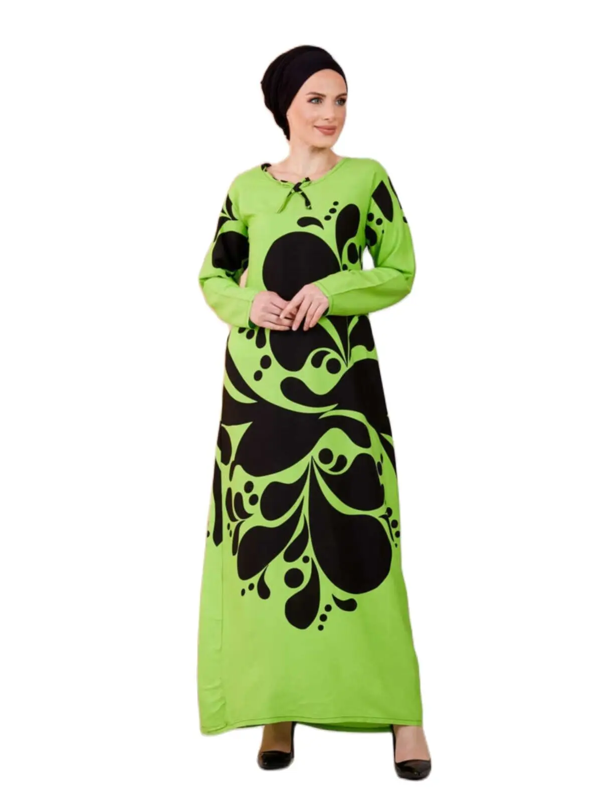 

2021 Patterned Summer Dress Hijab Islamic Muslim платье Dubai Abaya Kaftan Robe Musulmane Longue Turkey Length 140 CmZero Collar