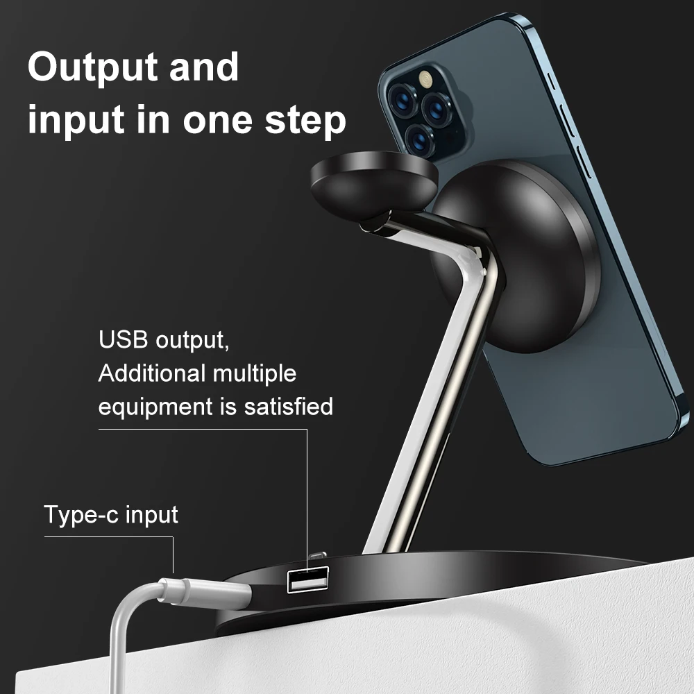 Sanchyi Magsafe es adecuado para iPhone 13, tel&eacute;fono m&oacute;vil, reloj, auriculares, soporte de carga inal&aacute;mbrica-2