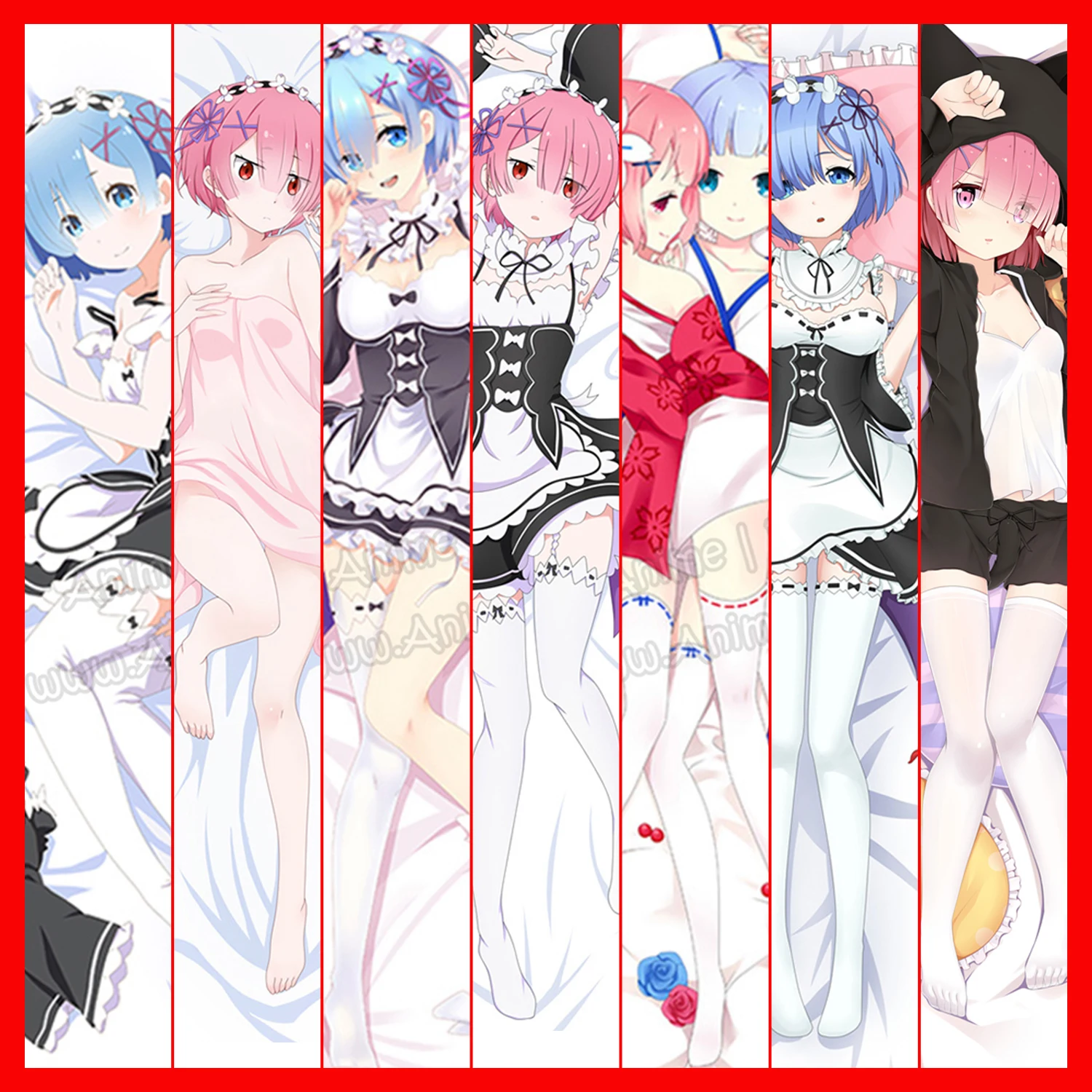 

Hobby Express Anime Dakimakura Japanese Otaku Waifu Hugging Body Pillow Cover Case Ram Rem Re Zero