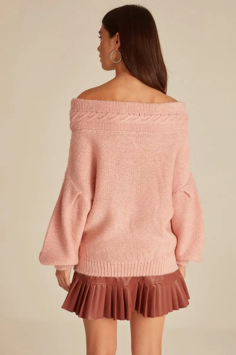 Joinus вязаный джемпер с открытыми плечами женщина порошок Цвет |