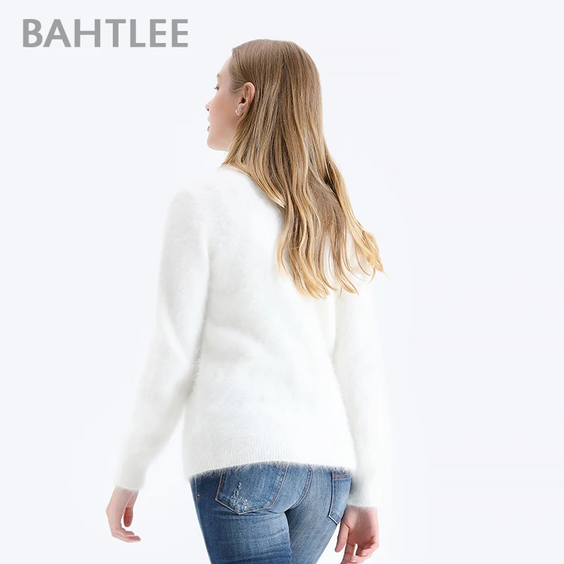 Женский пуловер из ангоры BAHTLEE однотонный вязаный шерстяной джемпер с длинными