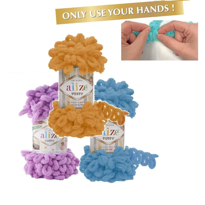 Ворсистая толстая пряжа 100гр без игл крючок-петля для пальцев вязание крючком
