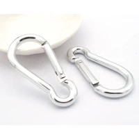2aluminum carabiner silver clip clasp d ring locking buckle key chain keychain clip hooks clips spring buckle with screw gate