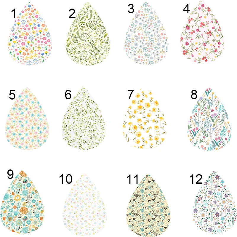 

Hello Summer Floar Printed Leather Earrings 24 PCS Spring Summer Flower Pattern Earrings Wholesale