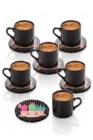 Турецкий кофейный набор С КАКТУСОМ на 6 персон 12 штук кофейные сервисы натуральный дизайн кофейная посуда