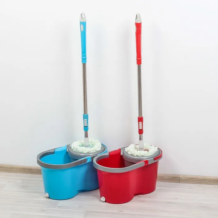 Набор для уборки ведро на колёсиках с пластиковой центрифугой 16 л швабра