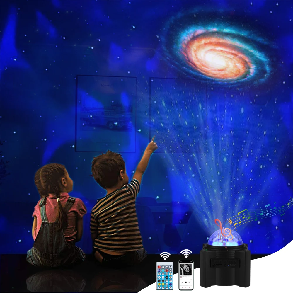 Перезаряжаемая Лампа для проектора Galaxy Star с bluetooth динамиком 12 Planet starry sky ночник