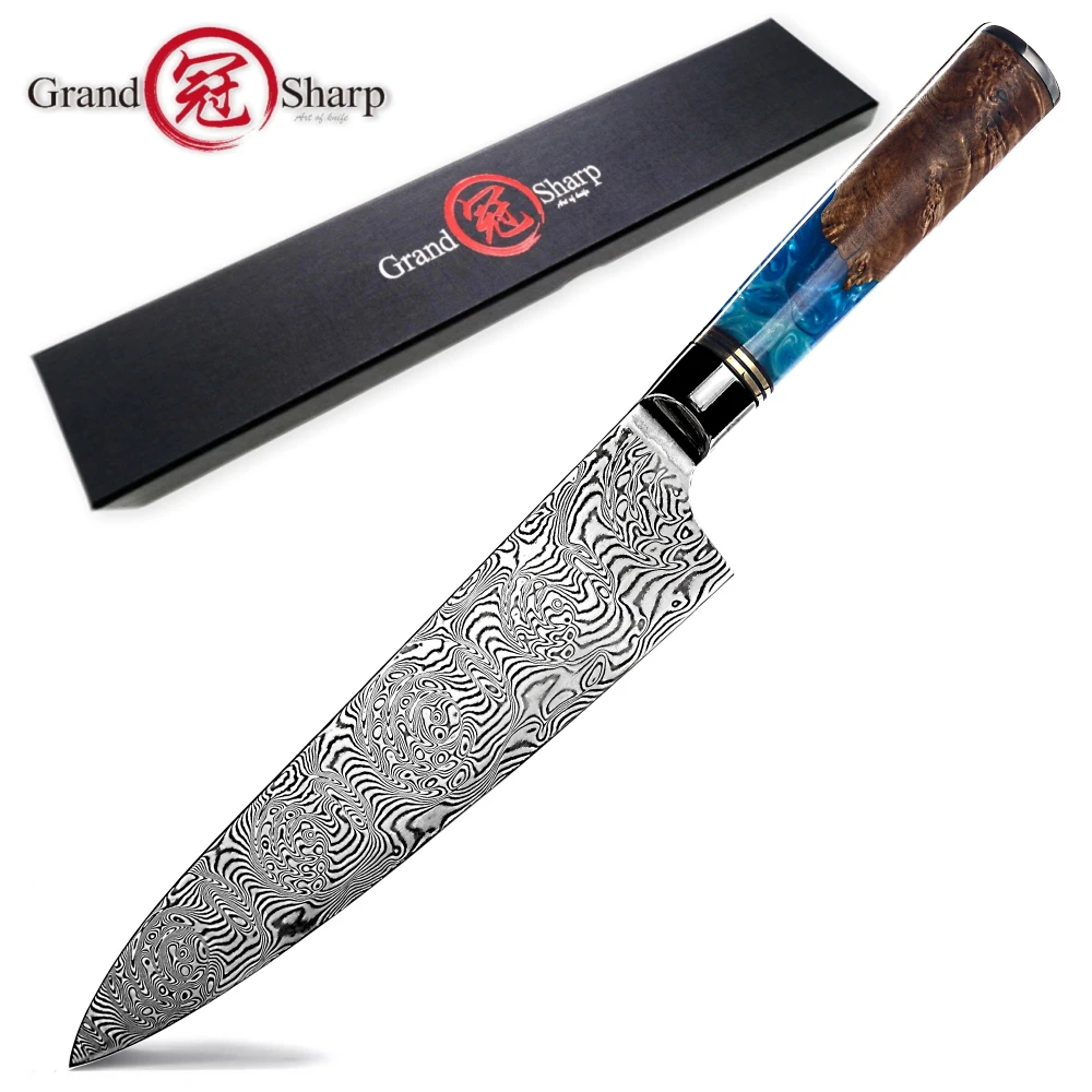 Нож шеф-повара из дамасской стали 110 слоев | Дом и сад