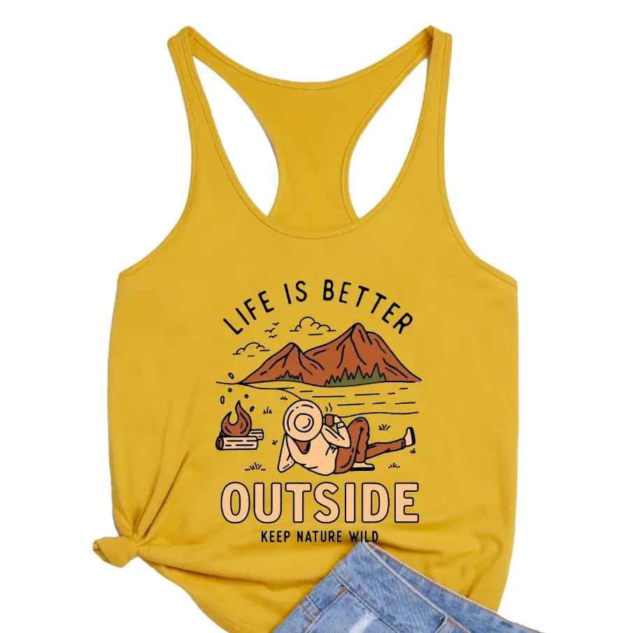 LIFE IS BETTER Outdoor KEEP NATURE WILD Свободный жилет Racerback забавные графические майки для