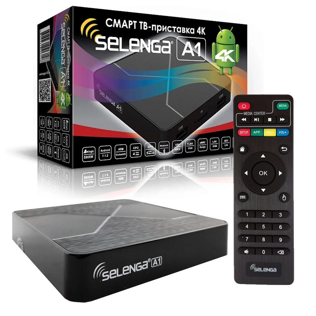 СМАРТ-ТВ андройд приставка 4К SELENGA A1 smart-tv wifi медиаплеер android iptv | Электроника