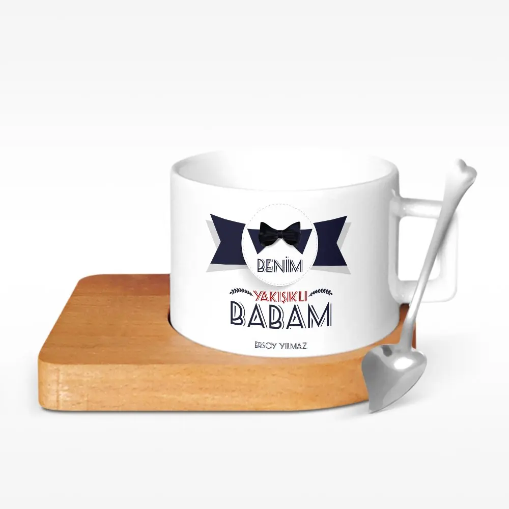 

Personalized My Handsome Dad Design Wood Altlıklı Ceramic Cup-1