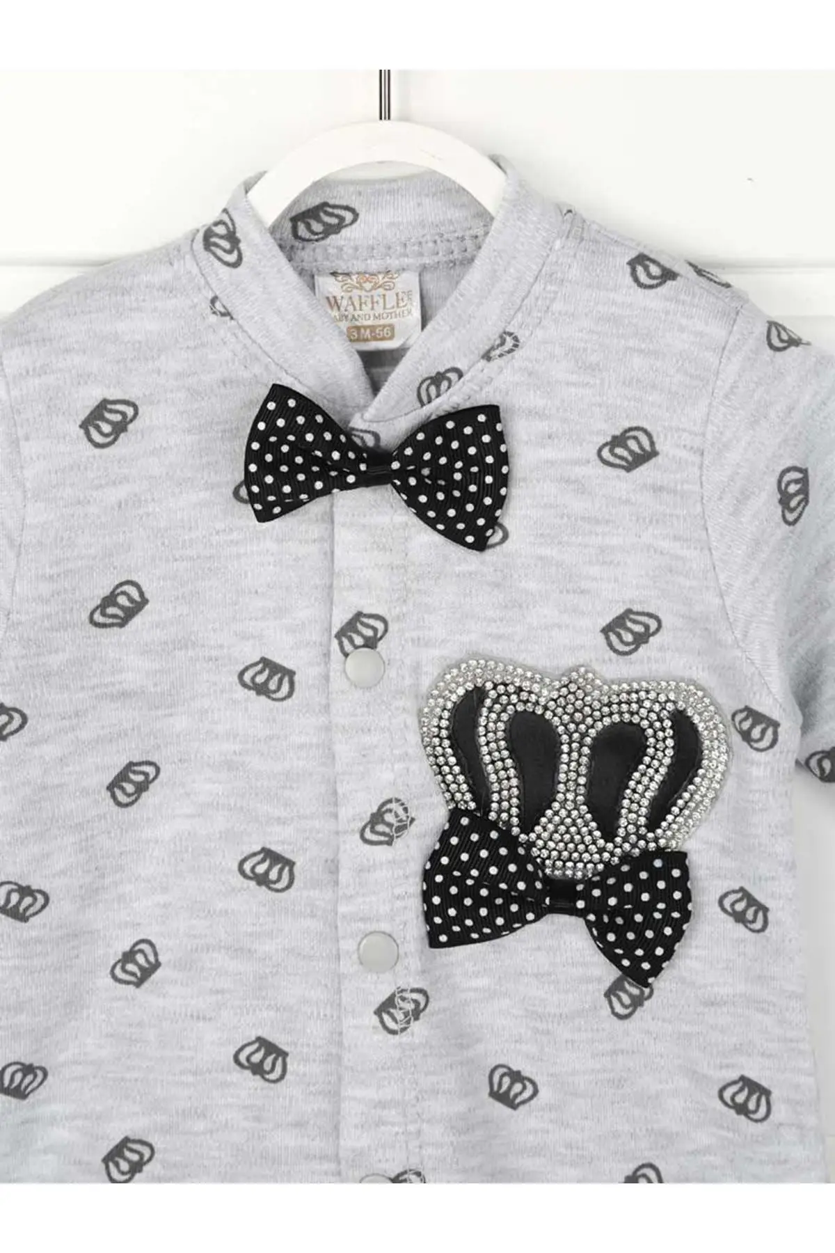 Серые детские комбинезоны с короной короля из 3 предметов для мальчиков| |