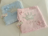 baby girl baby king crown embroidered swaddle blanket blue pink chickpea pattern cotton soft baby swaddle