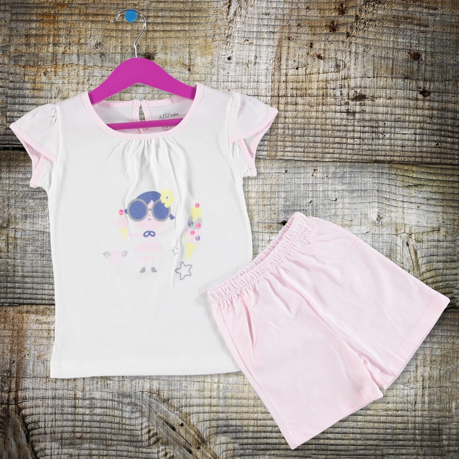 Гламурная Футболка с оборками ebebek Aziz Bebe для маленьких девочек комплект из 2