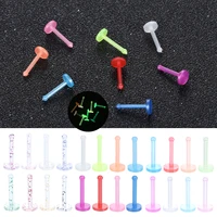 8pcslot acrylic nose studs earrings disc top nariz retainer piercing kits nose pin women nose rings flexible labret stud