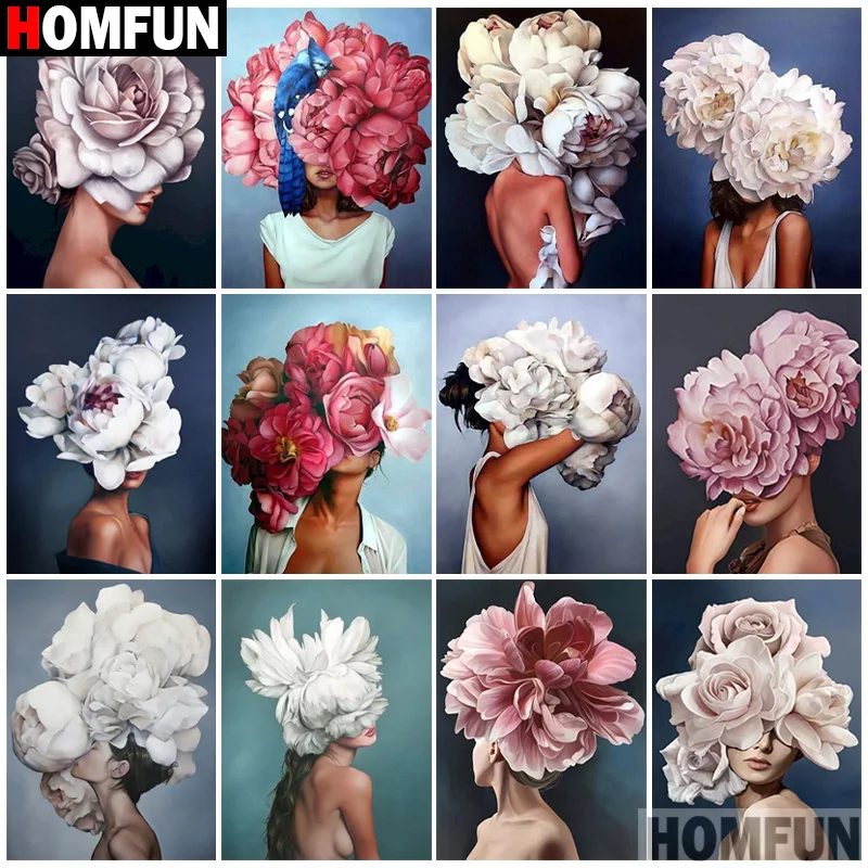 

Квадратная/круглая Алмазная 5D картина HOMFUN «сделай сам», вышивка крестиком, «красивый цветок», полное украшение Стразы