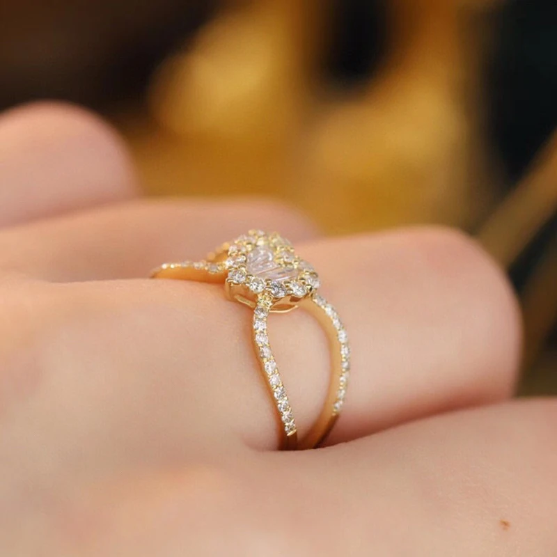 Aazuo 18K ТВЕРДОЕ розовое золото реальные бриллианты модная милая в форме сердца