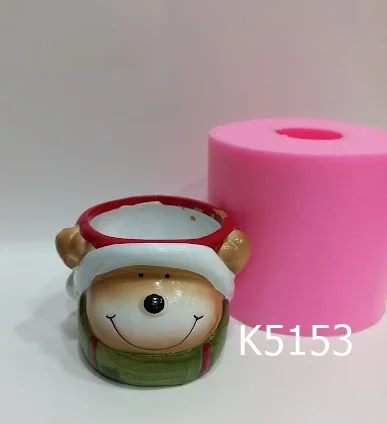 

Deer flower pot silicone mold Flower decor christmas christmas