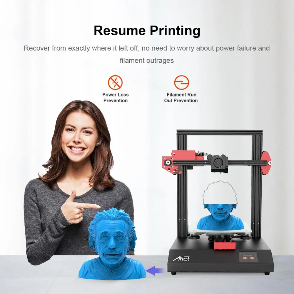 Anet ET4 FDM 3D принтеры DIY Kit частично собран Алюминий сплав Frame размера плюс 220*220*250 мм с