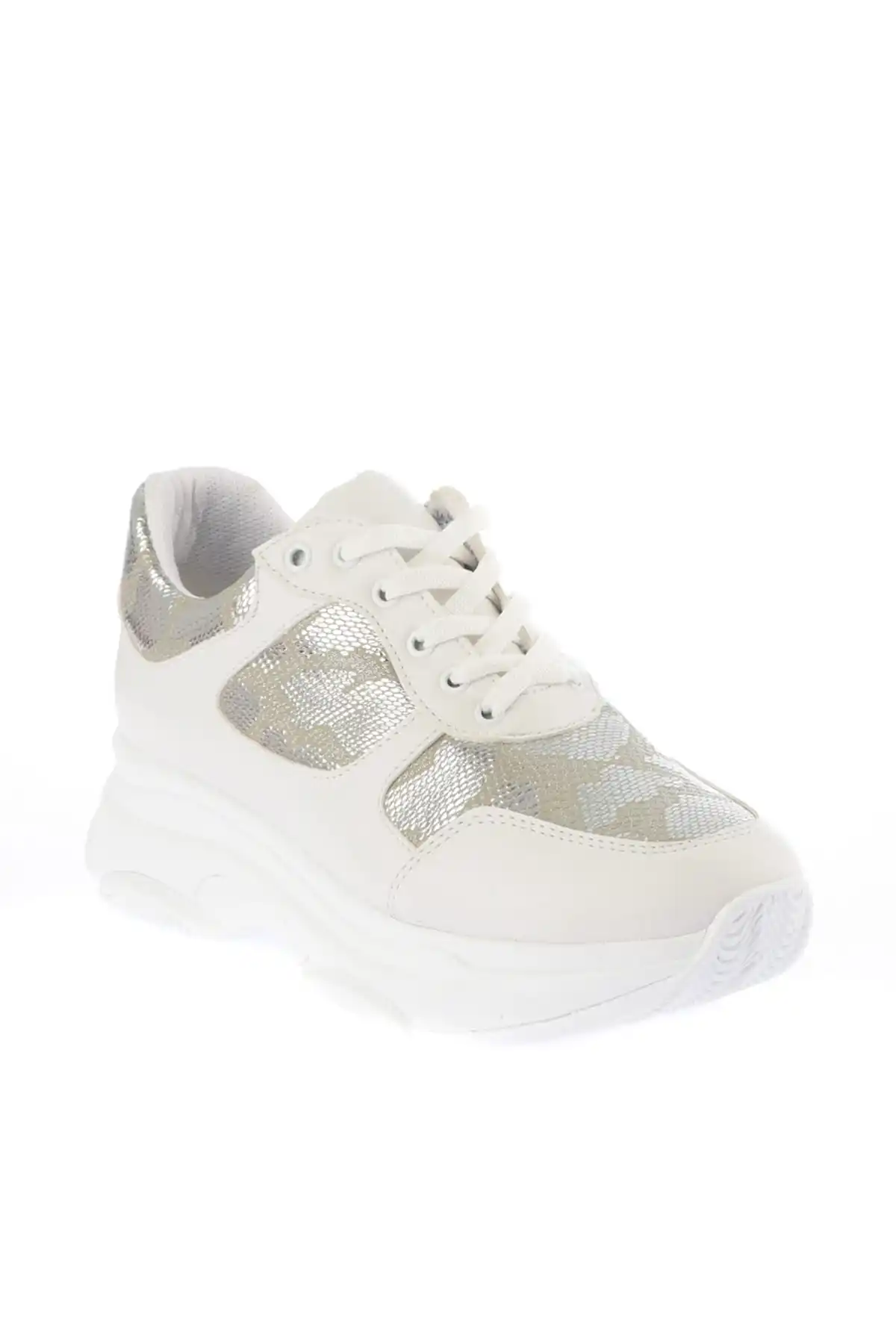 Женские кроссовки SOHO белого и серебристого цвета со змеиным узором 12415|Женские
