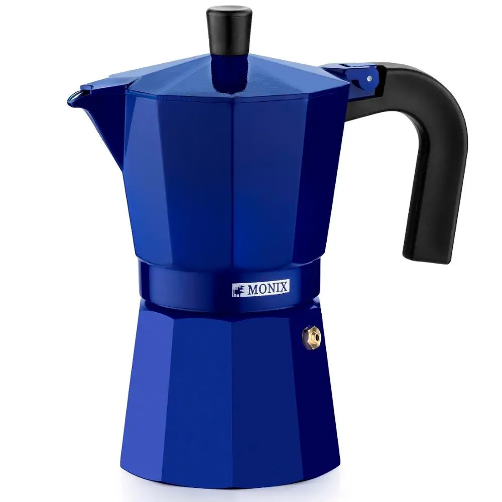 Monix итальянский алюминий кофеварка. Клубника кобальт или Лайм. От 3 до 9 чашек.