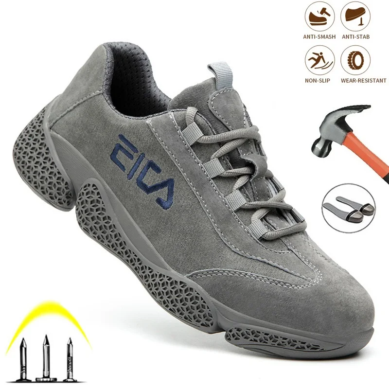 

Mesh Steel Toe Anti-static Anti-smashing Men Safety Shoes Comfortable Puncture Proof Work Shoes Security Breathable Sneakers