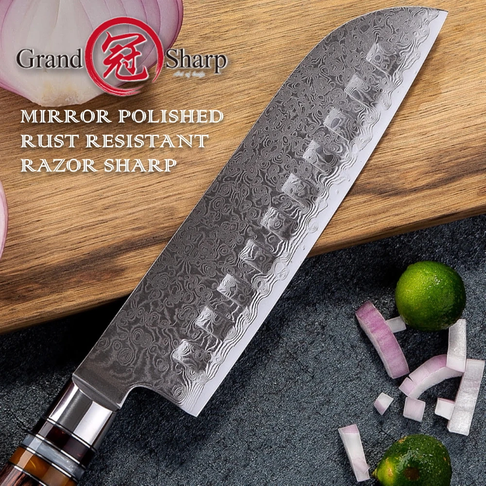Santoku японский нож gravsharp vg10 7 дюймовый шеф повара из дамасской стали 67 слоев