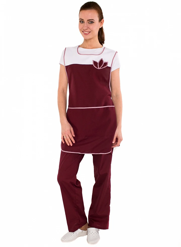 Фартук-сарафан Цветок (тк.Габардин) бордовый 87470083 Униформа спецодежда рабочая