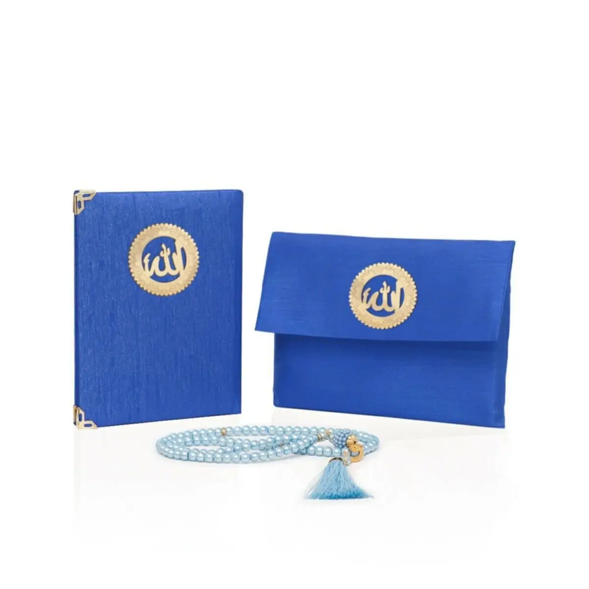 3 Pieces Muslim Set black blue seyahat bag Arabic Islamic Product Mevlüt Umrah Gift Sijada | Yasini Şerif book | 99 Beads Rosary