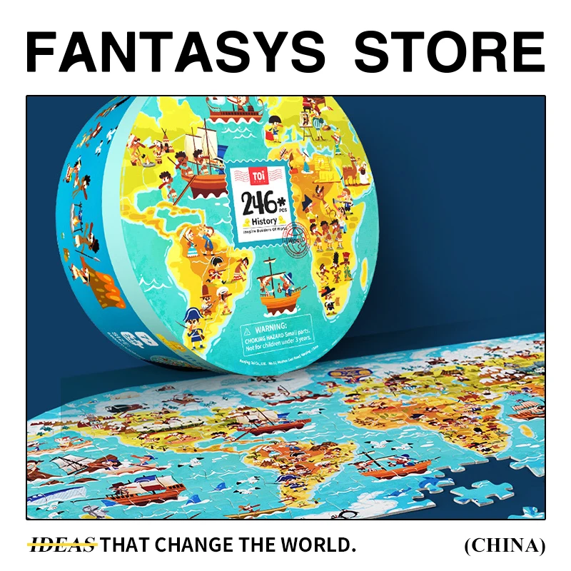 Put together  5-6-7 years old world map jigsaw puzzle gift box Geography history dinosaur puzzle toys for children
