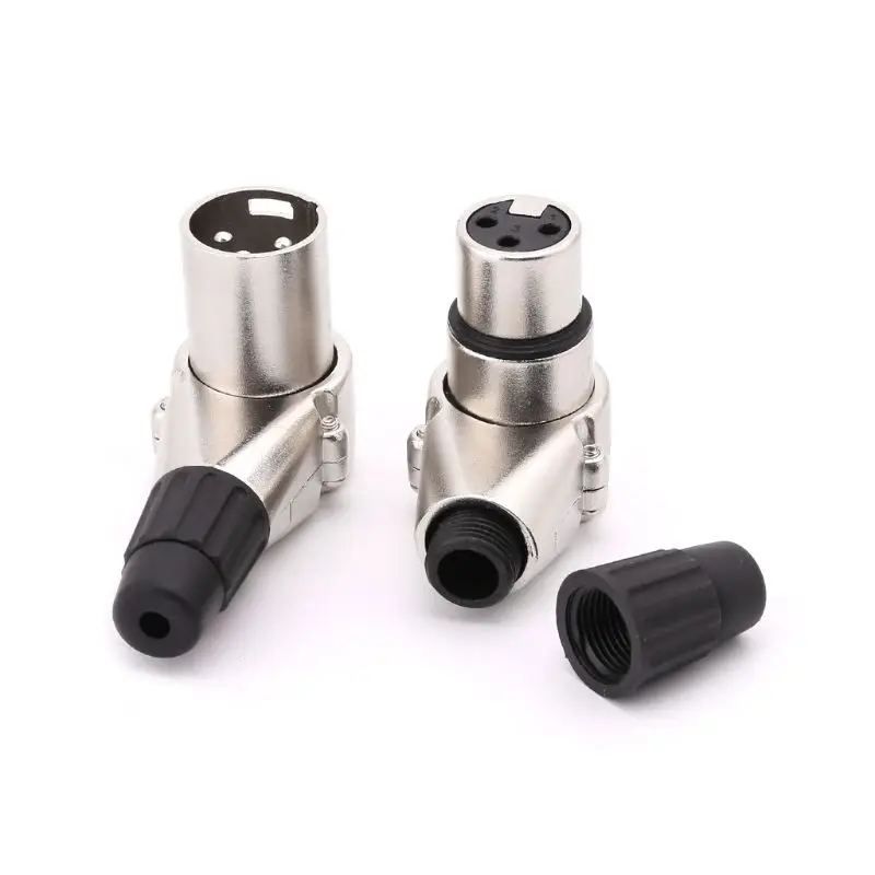 10pcs правый угол 3Pin XLR Мужской Женский Разъем Mic микрофон аудио кабель Разъемы 90